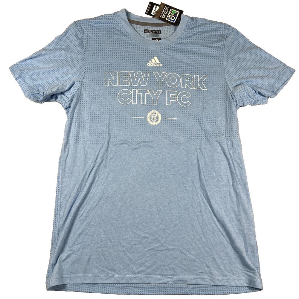 Adidas Mens Large Blue MLS‎ New York City FC NYCFC Aeroknit Climacool Shirt NWT